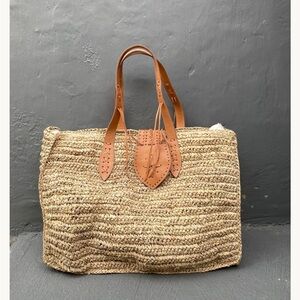 Handwoven Tan Beach Tote Bag